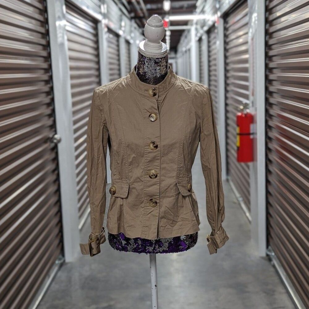 Minimalist Military Chic Tailored Luxe Michael Kors Beige Jacket 8P
